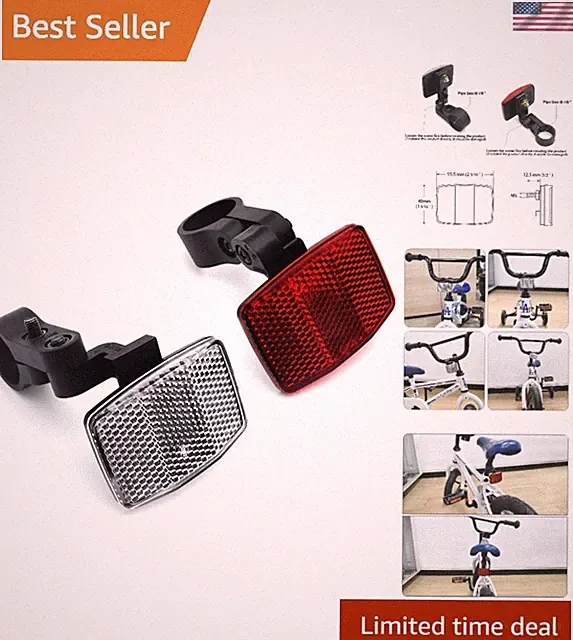 Compact Reflector Kit for Kids' Bikes - Easy Install Red & White Safety Lights