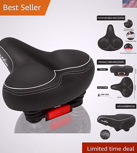 Oversized Waterproof Bike Seat for Ultimate Comfort & Safety Reflective Strip