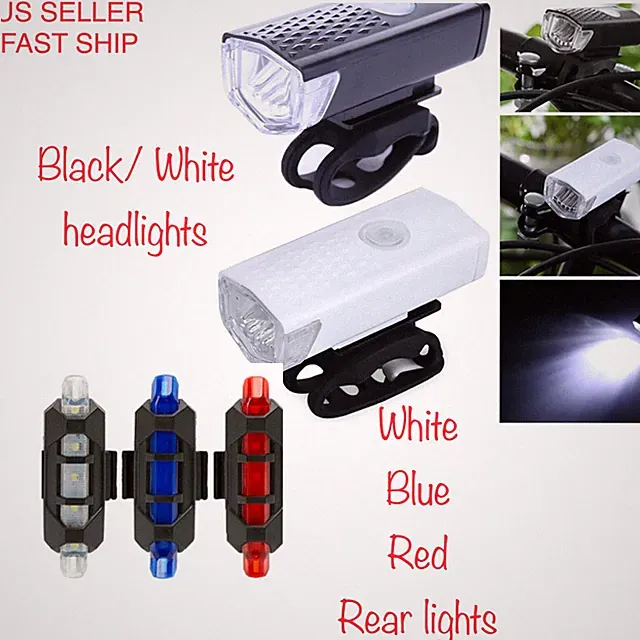 USB Rechargeable LED Bicycle Headlight Bike Head Light Front Rear Lamp Cycling