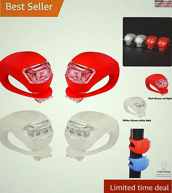 Versatile 4-Piece LED Bike Light Set - Front and Rear Safety Lights Included